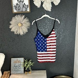 Third wish American flag sequin top brand new